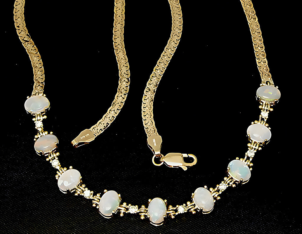 Opal Necklace & Round Diamond - In House Treasure