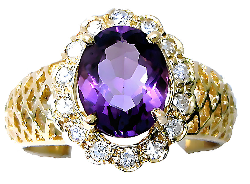Oval Amethyst Ring & Round Diamonds - In House Treasure