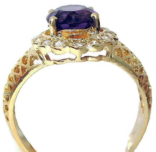 Oval Amethyst Ring & Round Diamonds - In House Treasure