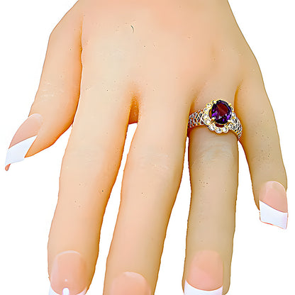 Oval Amethyst Ring & Round Diamonds - In House Treasure