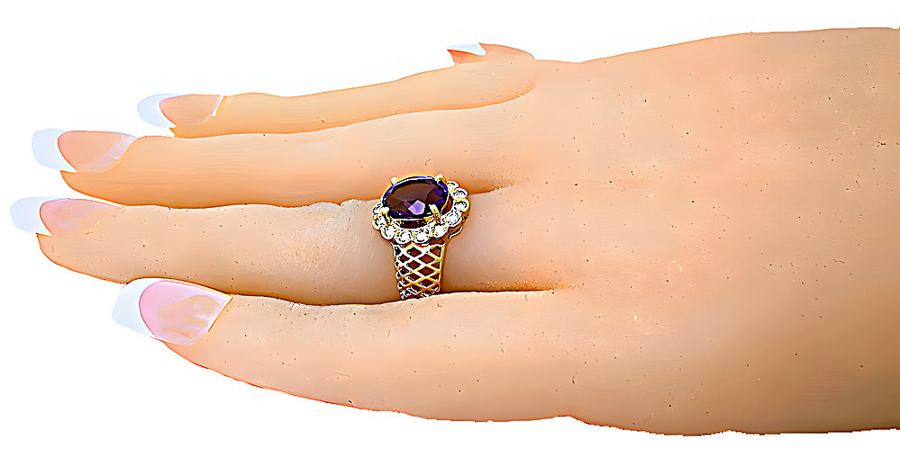 Oval Amethyst Ring & Round Diamonds - In House Treasure