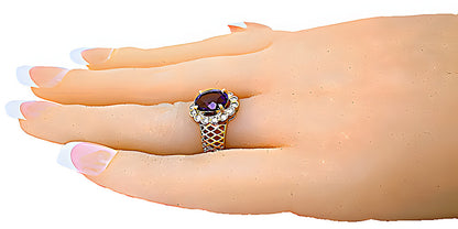 Oval Amethyst Ring & Round Diamonds - In House Treasure