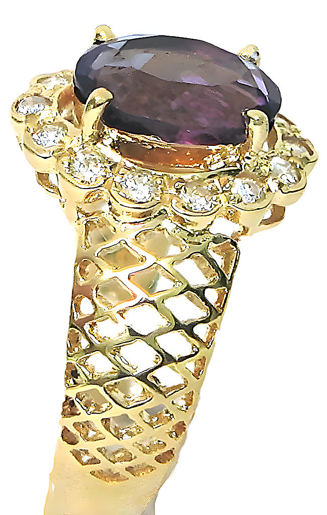 Oval Amethyst and diamond ring - In House Treasure