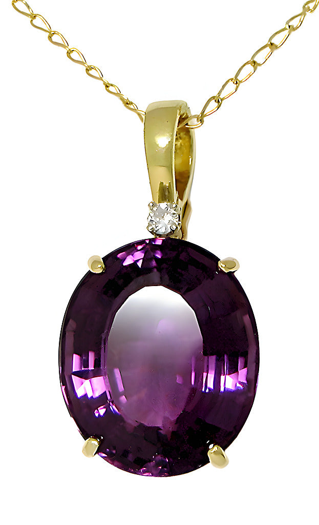 Oval Amethyst pendant with enhancer and diamond - In House Treasure 