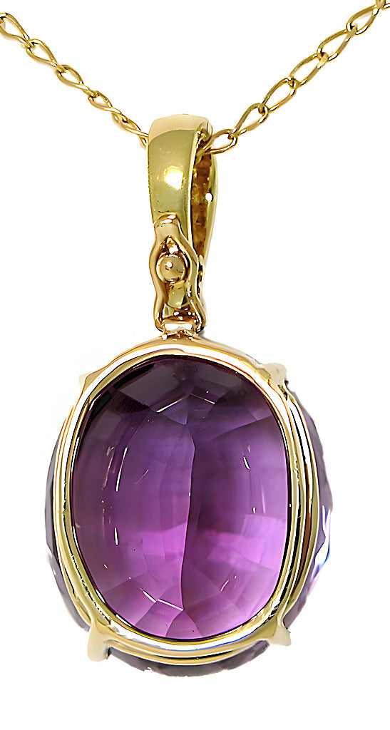 Oval Amethyst pendant with enhancer and diamond - In House Treasure 