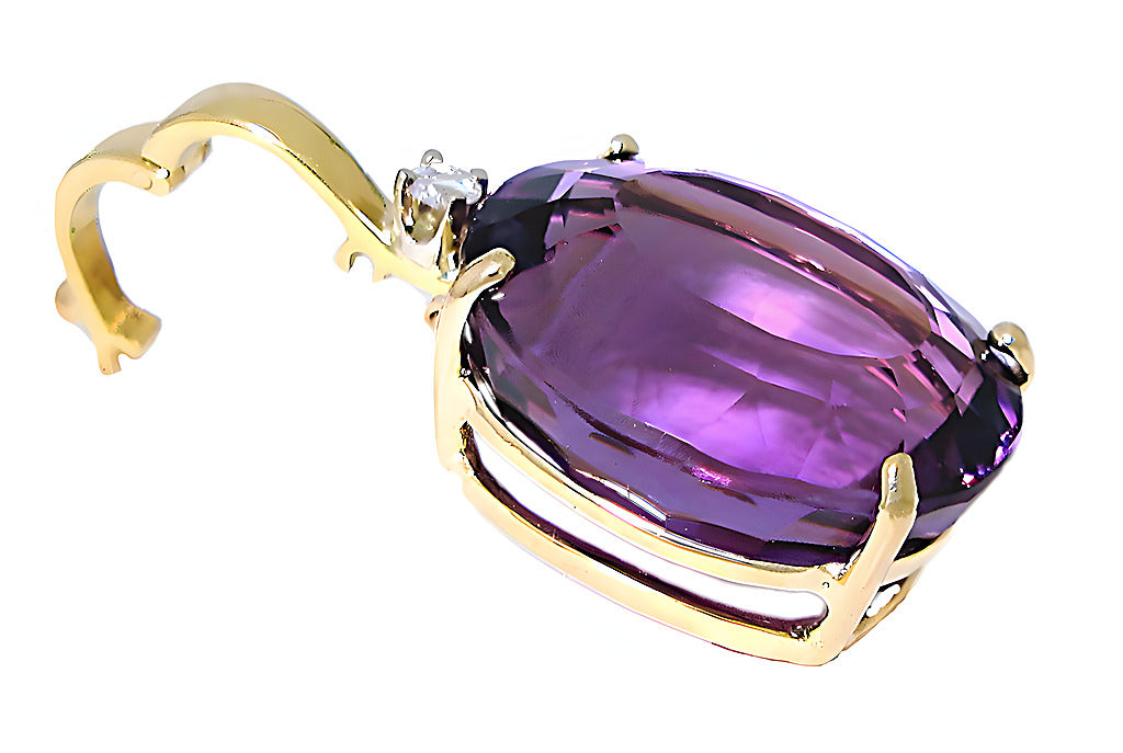 Oval Amethyst pendant with enhancer and diamond - In House Treasure 