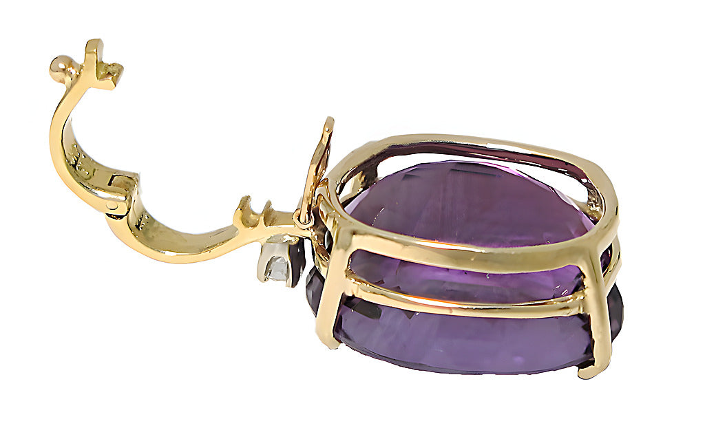 Oval Amethyst pendant with enhancer and diamond - In House Treasure 