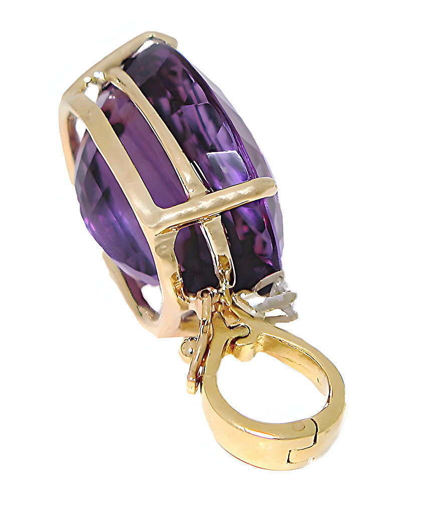 Oval Amethyst pendant with enhancer and diamond - In House Treasure 