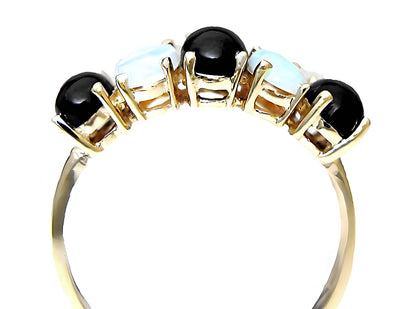 Oval Black Coral And Oval Opal Ring - In House Treasure