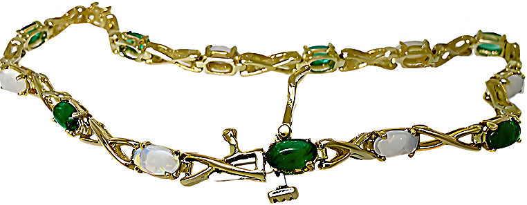 Oval Emerald & Opal Bracelet - In House Treasure