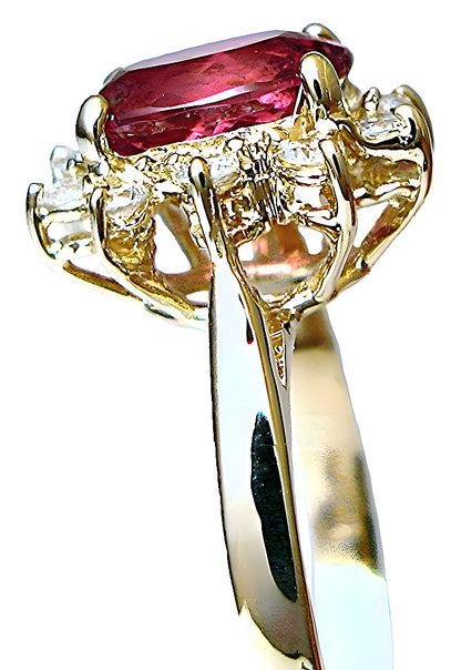Oval Pink Tourmaline Ring & Diamonds - In House Treasure