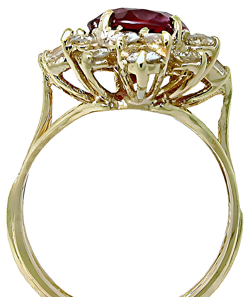 Oval Pink Tourmaline with baguette and round diamond ring - In House Treasure