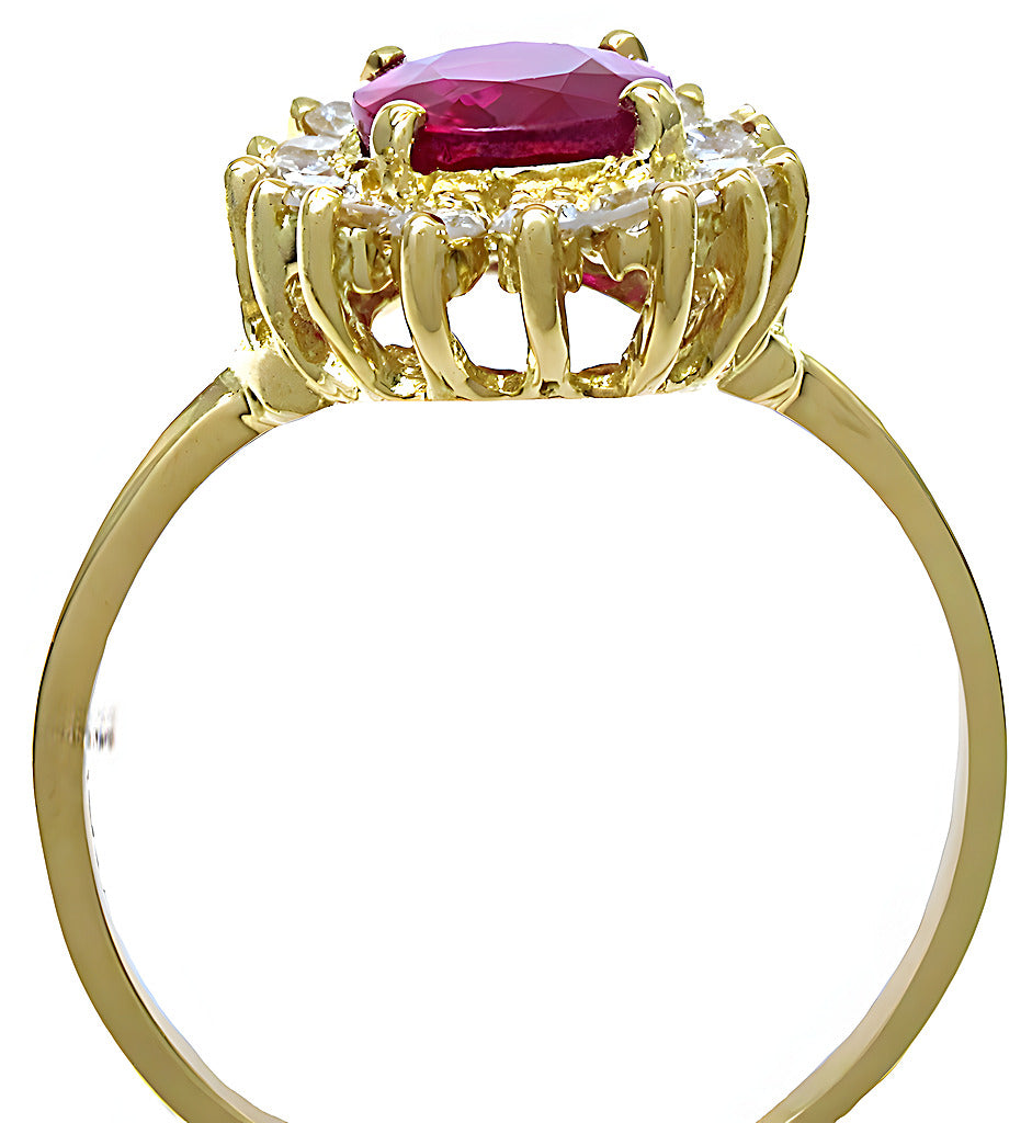 Oval Ruby Ring with Round Diamonds - In House Treasure