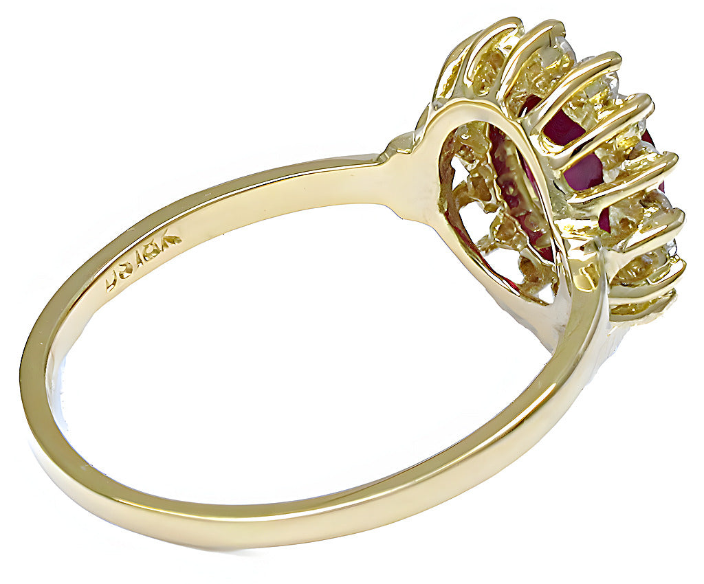 Oval Ruby Ring with Round Diamonds - In House Treasure