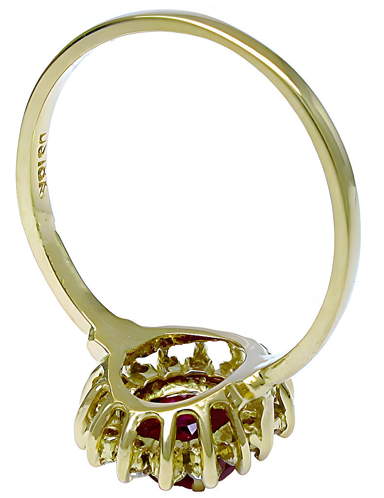 Oval Ruby Ring with Round Diamonds - In House Treasure