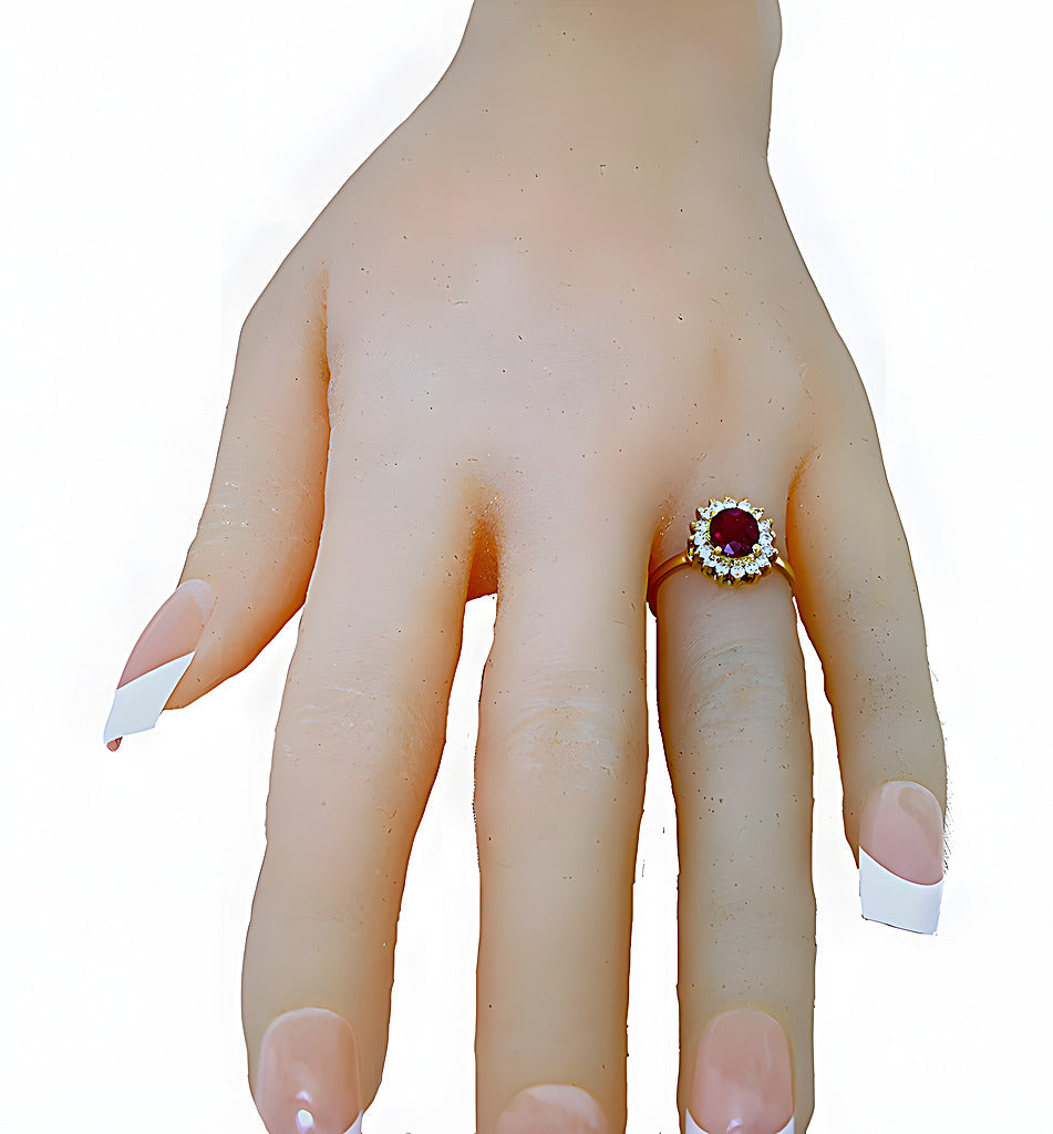 Oval Ruby Ring with Round Diamonds - In House Treasure