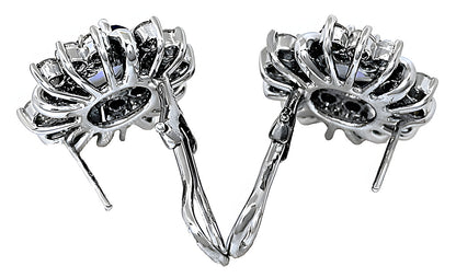 Oval Tanzanite Omega pierced clip earrings with diamonds - In House Treasure