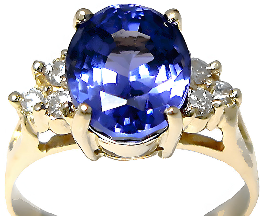 Oval Tanzanite and diamond ring - In House Treasure