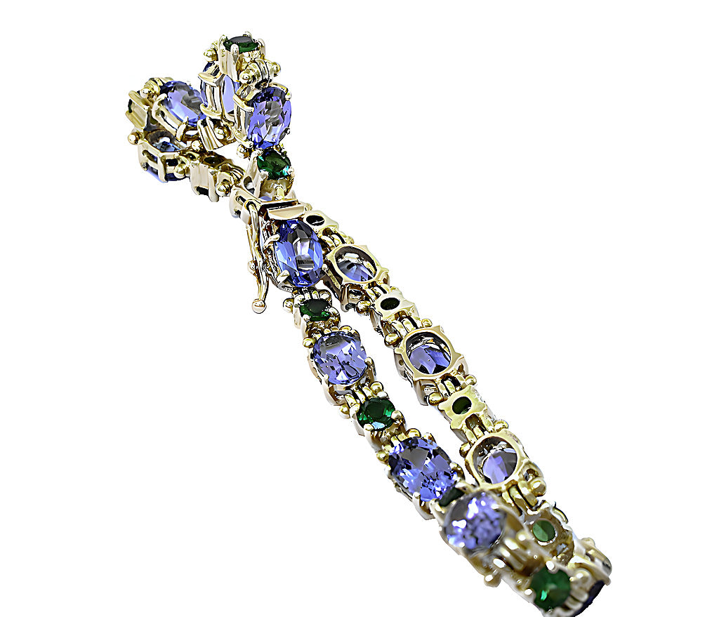 Oval Tanzanite bracelet and round Tsavorite - In House Treasure