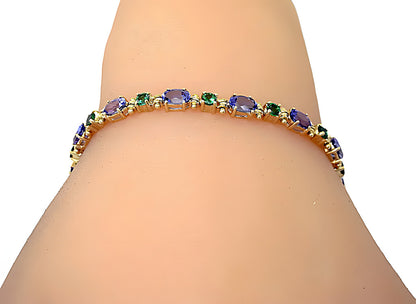 Oval Tanzanite bracelet and round Tsavorite - In House Treasure