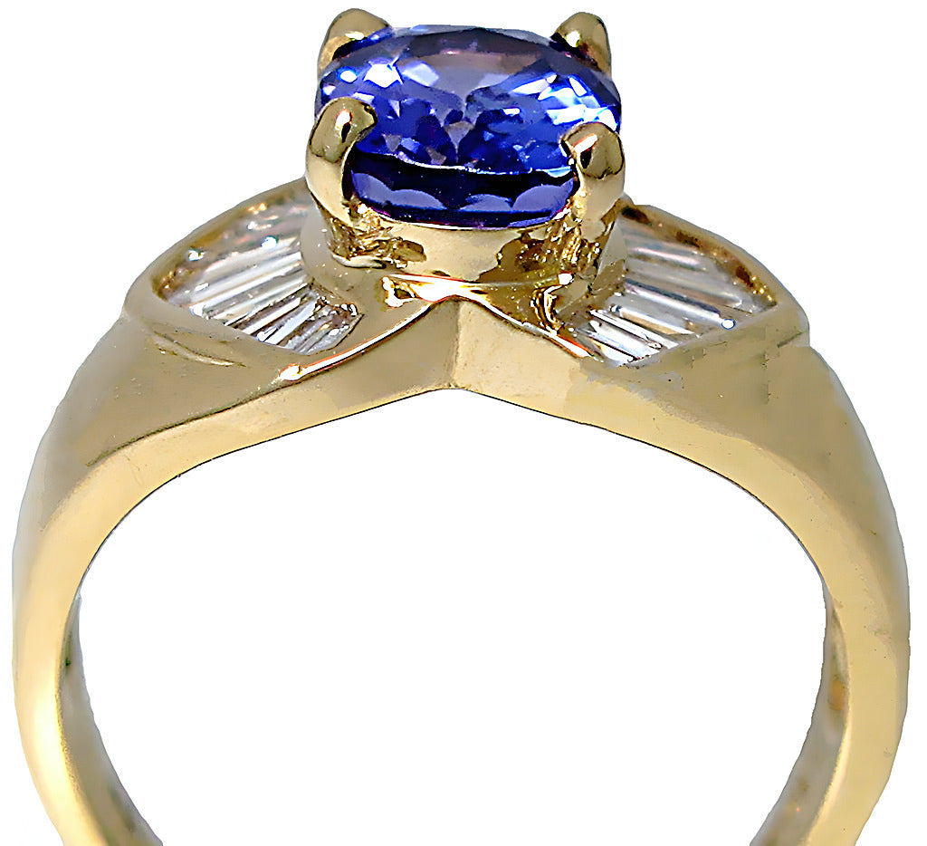 Oval Tanzanite ring with Baguette diamonds - In House Treasure