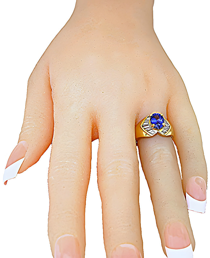 Oval Tanzanite ring with Baguette diamonds - In House Treasure