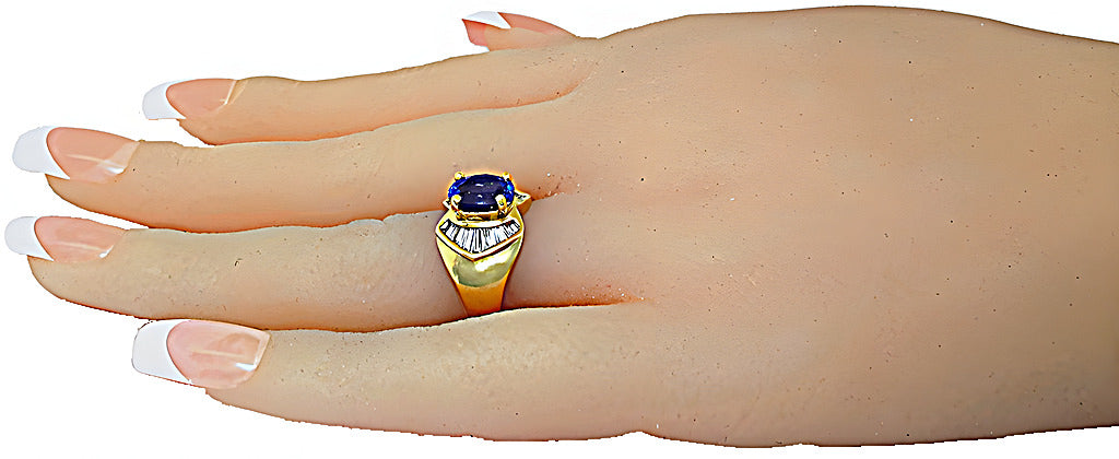 Oval Tanzanite ring with Baguette diamonds - In House Treasure