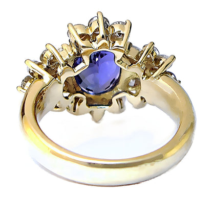 Oval Tanzanite round and marquise diamond ring - In House Treasure