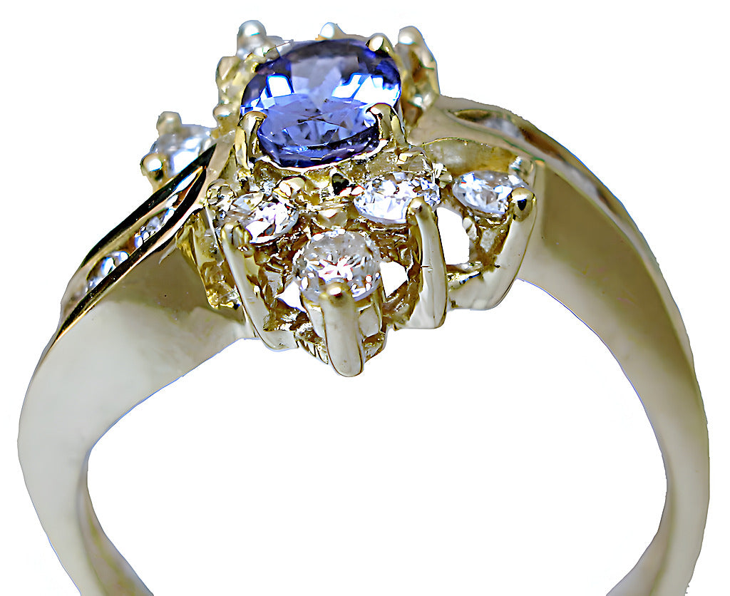 Oval Tanzanite with chennel and prong diamond ring - In House Treasure