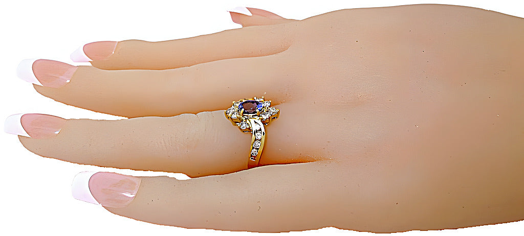 Oval Tanzanite with chennel and prong diamond ring - In House Treasure