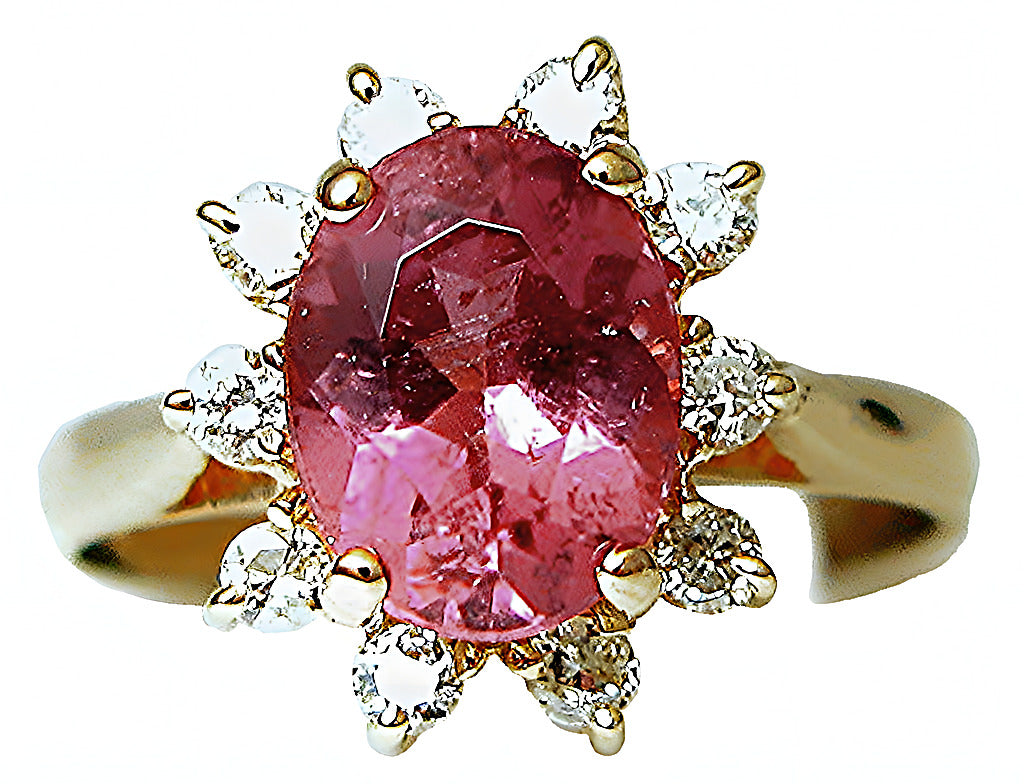 Oval pink Tourmaline and diamond ring - In House Treasure