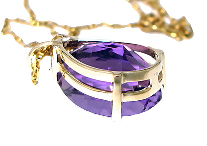 Pear Shape Amethyst Pendant & Diamond - In House Treasure