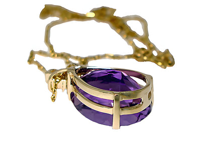 Pear Shape Amethyst Pendant & Diamond - In House Treasure