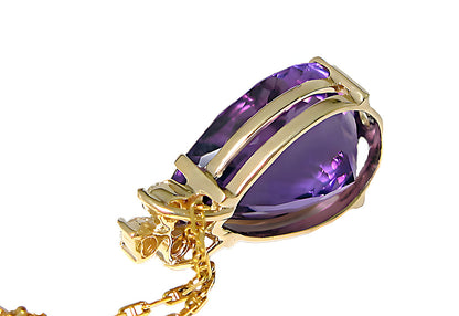 Pear Shape Amethyst Pendant & Diamond - In House Treasure