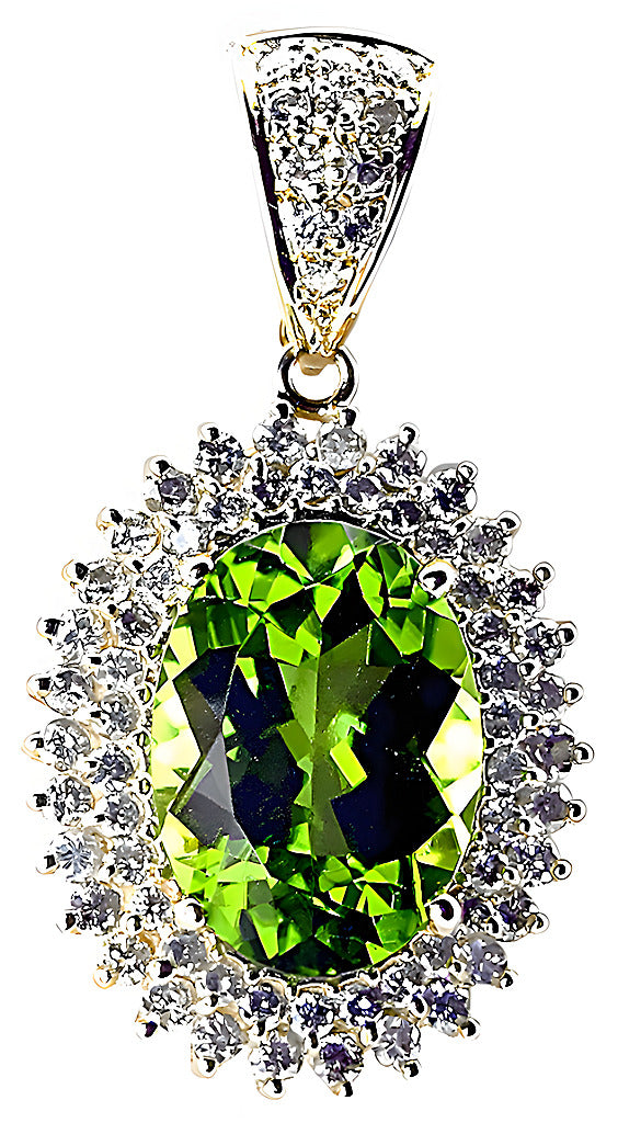 Peridot pendant and diamond enhancer - In House Treasure