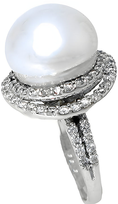 South Sea Pearl Halo Ring & Diamonds - In House Treasure