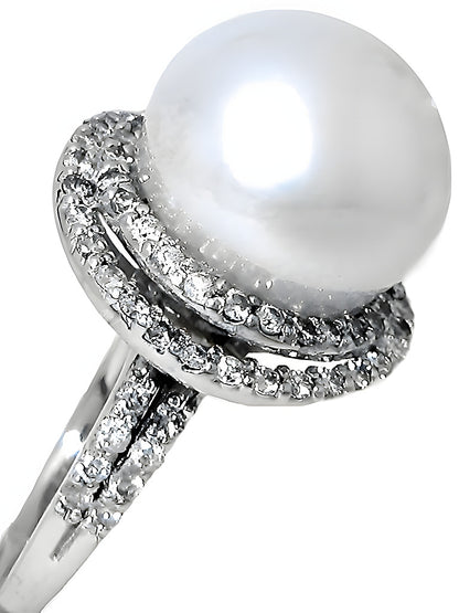 South Sea Pearl Halo Ring & Diamonds - In House Treasure