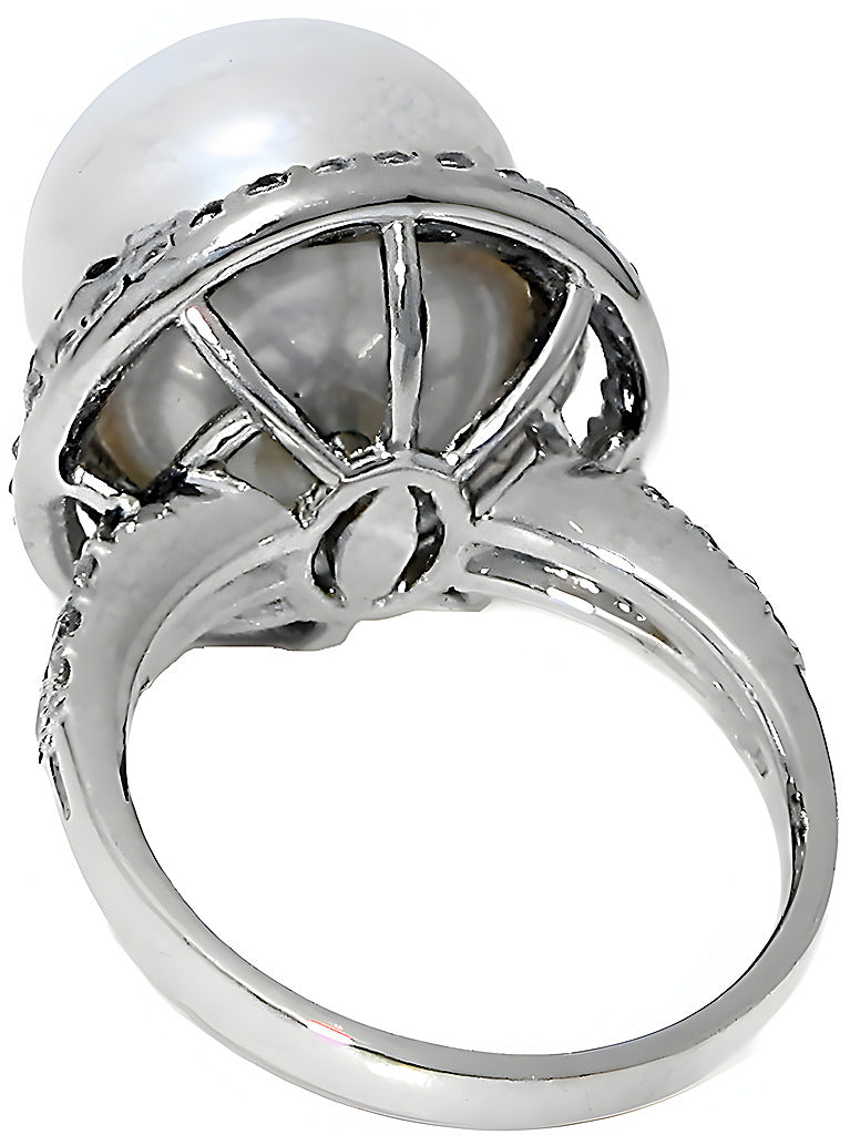 South Sea Pearl Halo Ring & Diamonds - In House Treasure