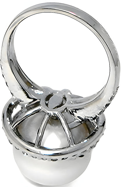 South Sea Pearl Halo Ring & Diamonds - In House Treasure