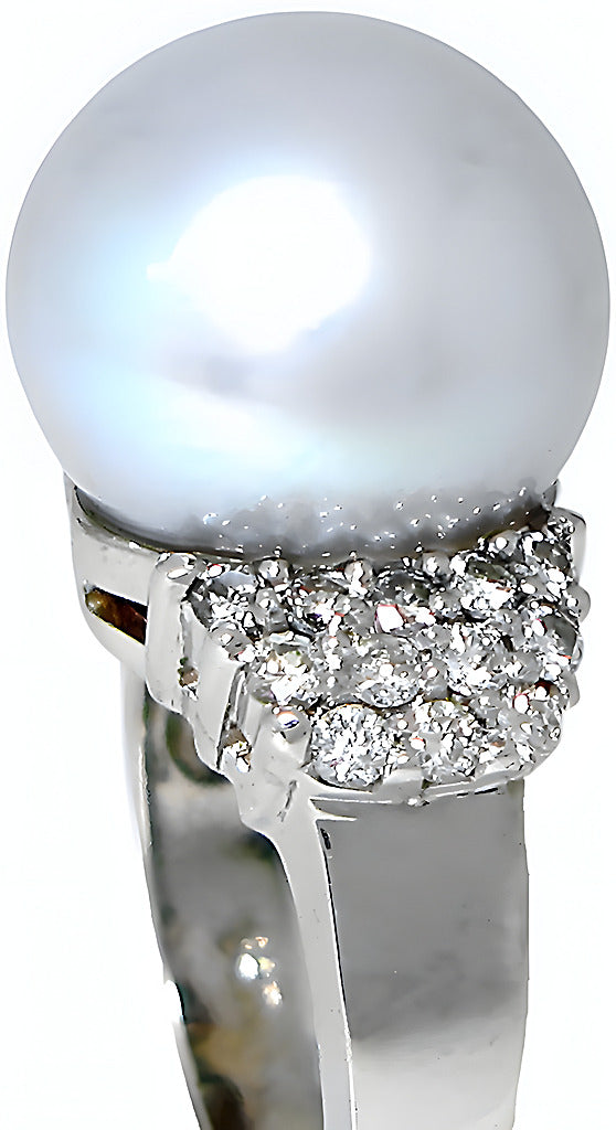 South Sea Pearl Ring & Cluster Diamonds - In House Treasure