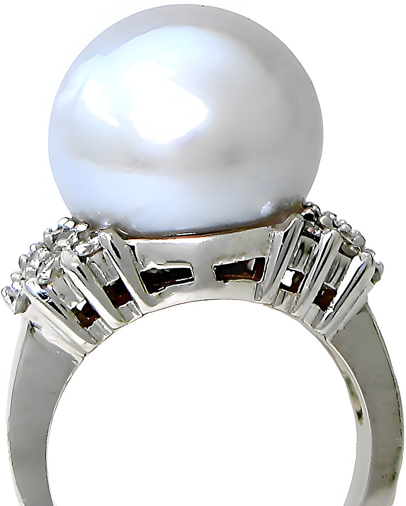 South Sea Pearl Ring & Cluster Diamonds - In House Treasure