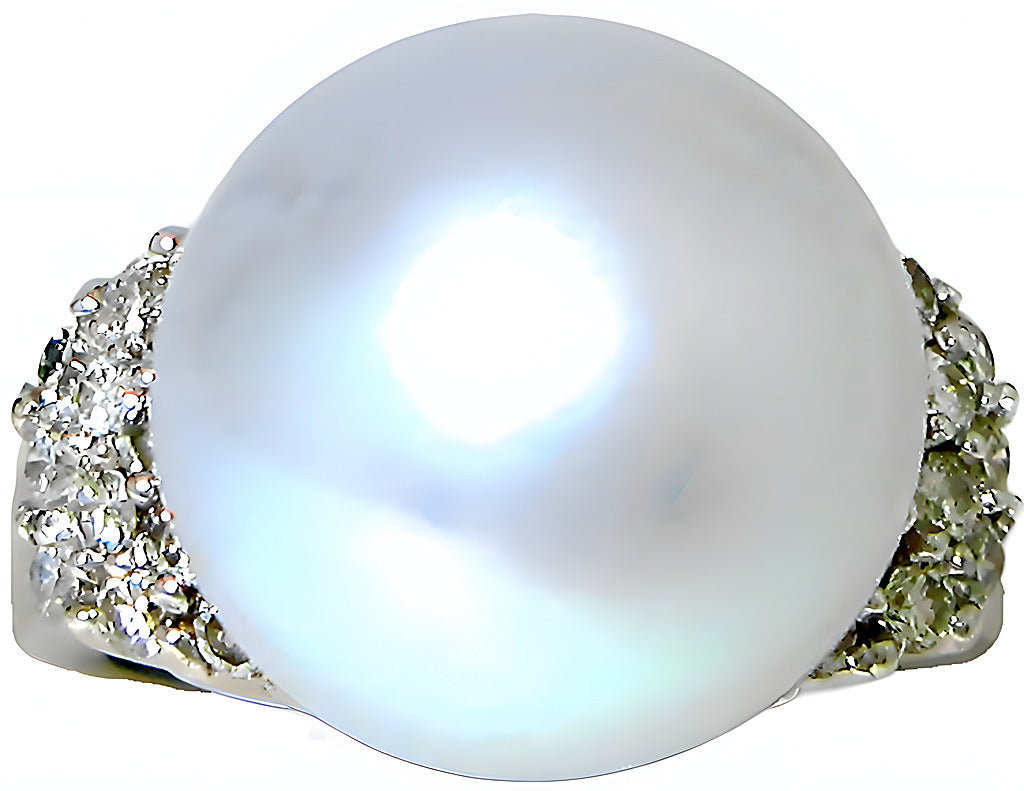 South Sea Pearl Ring & Cluster Diamonds - In House Treasure