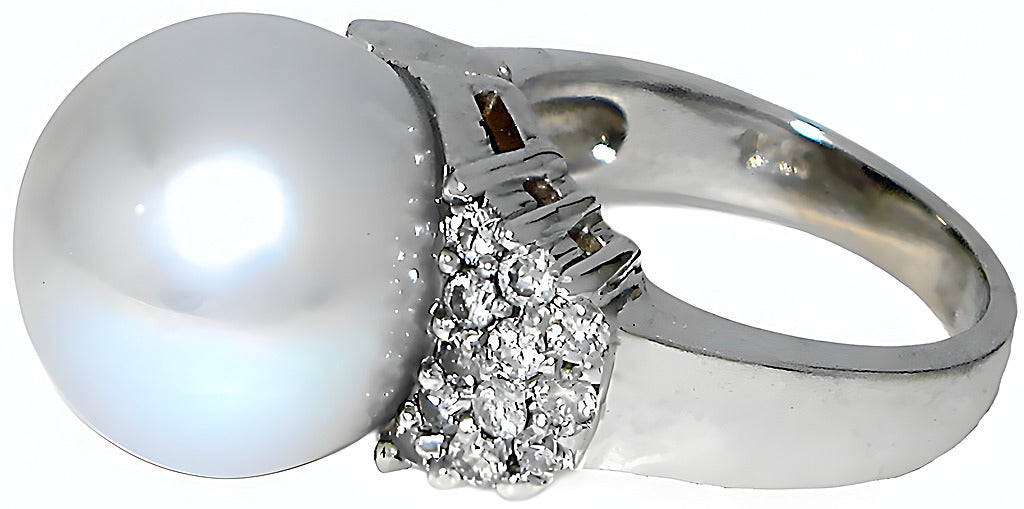 South Sea Pearl Ring & Cluster Diamonds - In House Treasure