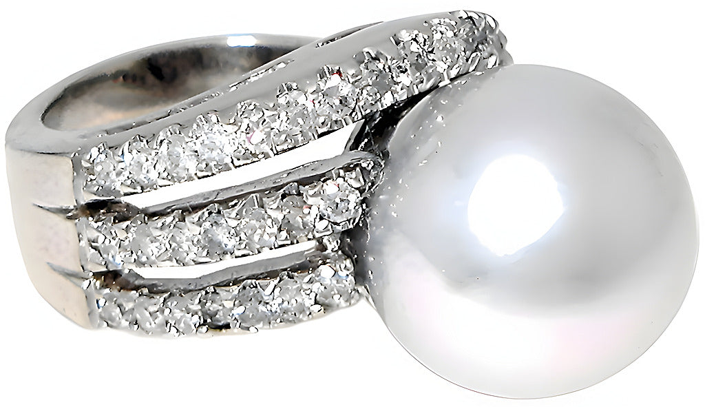 South Sea Pearl Ring & Diamonds - In House Treasure