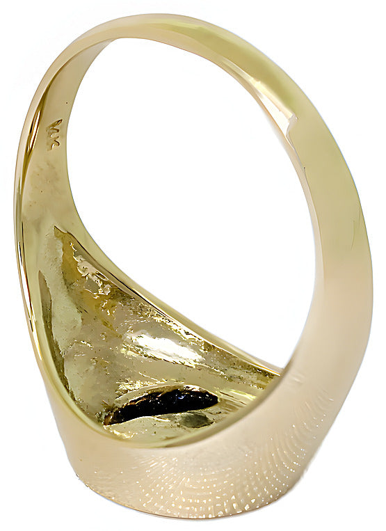 Synthetic Opal Gold Coral Yin Yang Ring - In House Treasure
