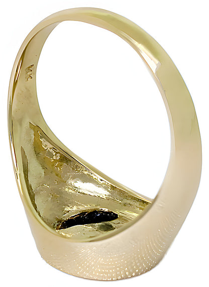 Synthetic Opal Gold Coral Yin Yang Ring - In House Treasure