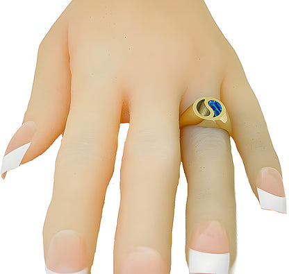 Synthetic Opal Gold Coral Yin Yang Ring - In House Treasure
