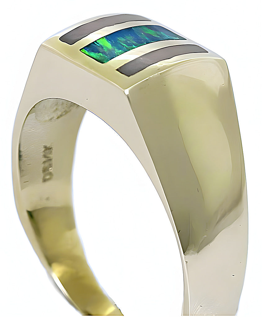 Synthetic Opal Pink Coral Inlay Ring - In House Treasure