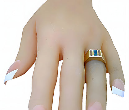 Synthetic Opal Pink Coral Inlay Ring - In House Treasure