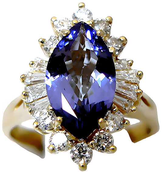 Tanzanite Ring, Baguettes & Diamonds - In House Treasure